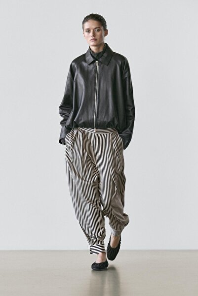 Massimo Dutti Çizgili pensli şalvar pantolon