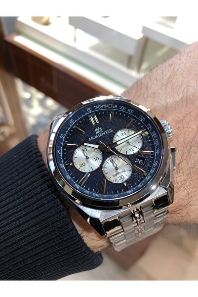 Momentus Steel Chronometer Calendar Sapphire Glass Butterfly Clip Waterproof ...