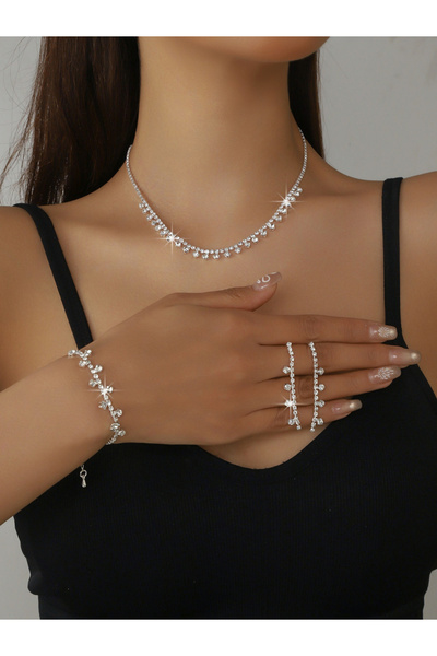 Take Two By Styli 3-Piece Embellished Necklace, Bracelet And Earrings Jewelry...