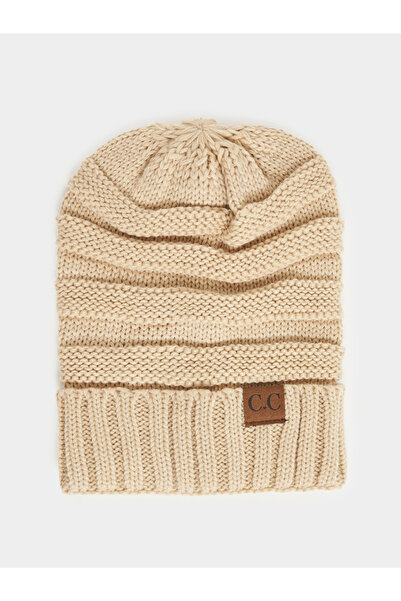 Styli Patch Detail Knit Beanie Hat