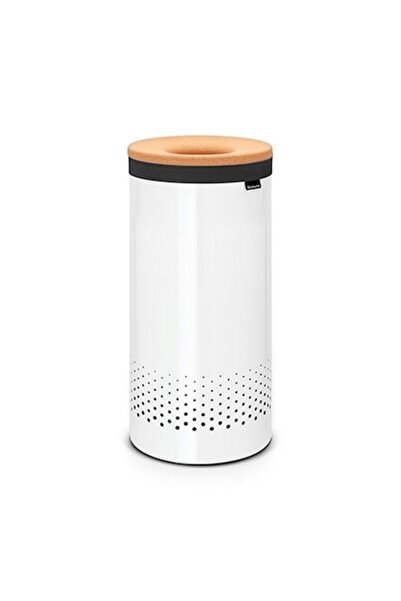 Brabantia Καλάθι πλυντηρίου με καπάκι από φελλό 35L Λευκό - Καφέ