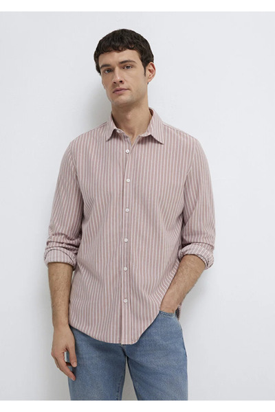 Mavi Men's M0211404-91578 Striped Shirt White St White on Burlwood