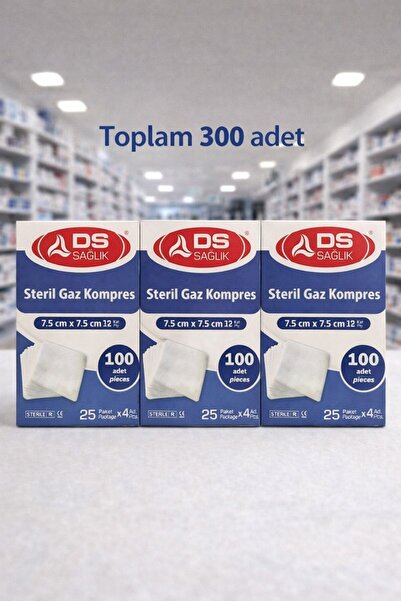 DS Sağlık Gaz Kompres - Steril - 7,5cmx7,5cm 300 Adet Spanç 25"li Paket