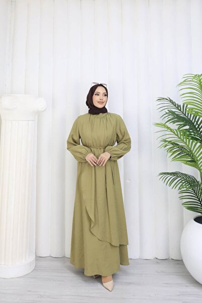 ankanoor Rochie cu volane și guler elastic din modal ANKA264069