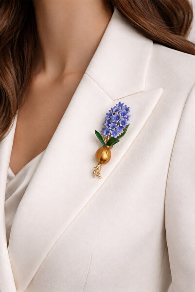 Modex Altın Sarısı Özel Tasarım Sümbül Çiçeği Broş (5cm)