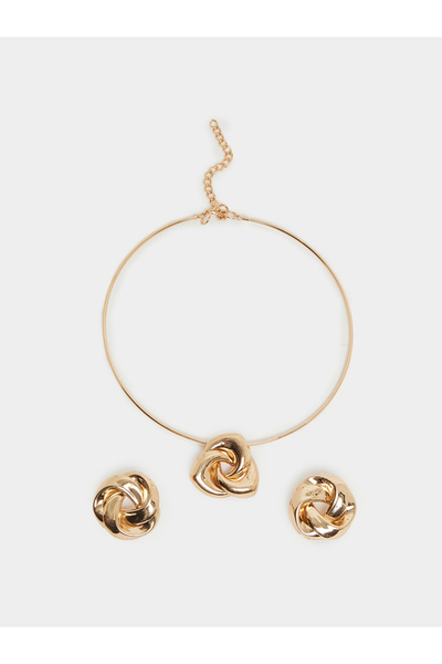 Styli طقم عقد ذهبي وأقراط