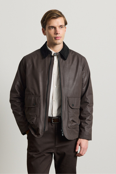 Danger Men's Velvet Collared Coat Jacket Brown