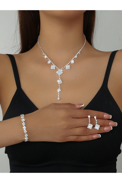 Take Two By Styli 3-Piece Embellished Necklace, Bracelet And Earrings Jewelry...