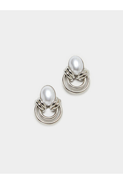 Styli Silver Pearl Stud Earrings