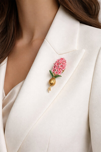 Modex Altın Sarısı Özel Tasarım Sümbül Çiçeği Broş (5cm)