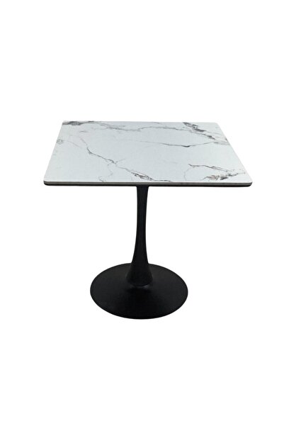 smart home Square Cafe Table 80×80 cm – Ceramic Top & Sturdy Metal Base for H...