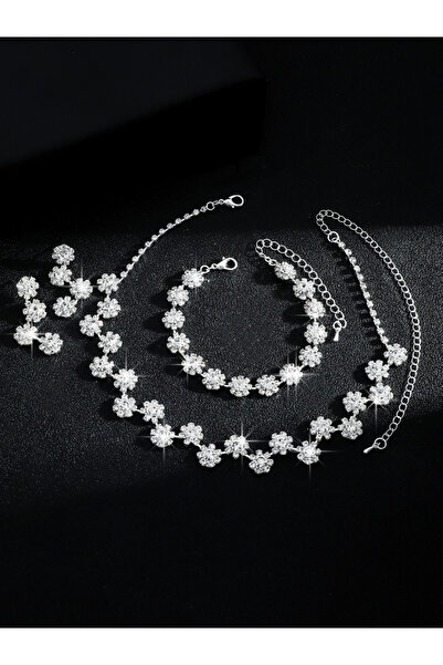 Take Two By Styli 3-Piece Embellished Flower Necklace, Bracelet And Earrings ...