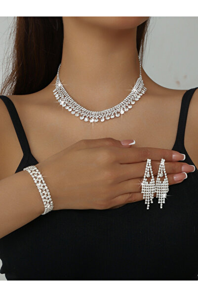 Take Two By Styli 3-Piece Embellished Necklace, Bracelet And Earrings Jewelry...