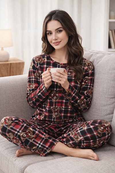 Pemilo Women's 3564 Long Sleeve Suede Pajama Set