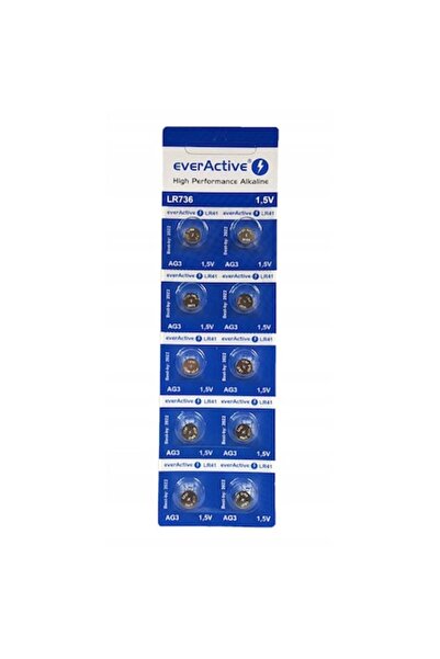 everActive Set of 10 Alkaline Batteries L736, AG3, LR41, 1.5V -