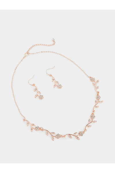 Styli طقم مجوهرات مكون من قلادة وأقراط مزينة بالزهور