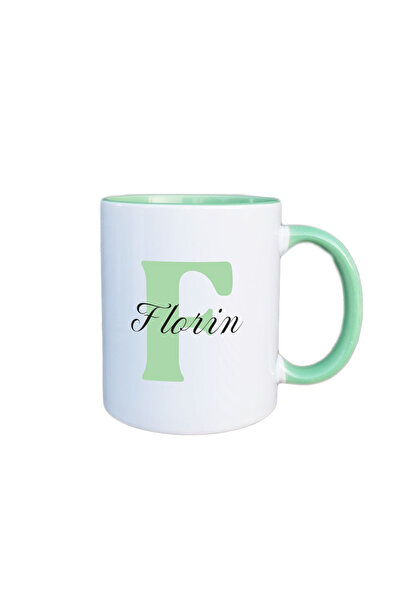 AFFIX THE DIFFERENT PERSPECTIVE Personalized mug, white with green interior a...