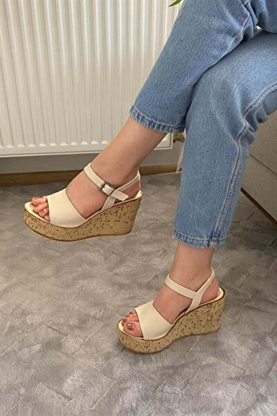 Difolia Γυναικεία Παπούτσια & Σανδάλια με Μονό Λουράκι, Κρεμ Χρώμα, Ψηλή Σόλα...