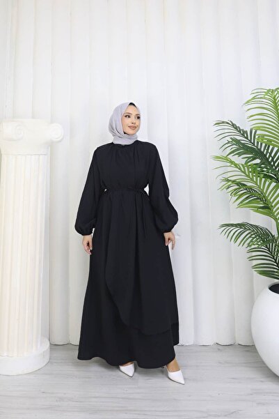 ankanoor Modal Gathered Collar Flounce Dress Anka264069