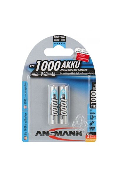 ANSMANN Σετ 2 επαναφορτιζόμενων μπαταριών, Ansmann, NiMH, AAA, 950mAh