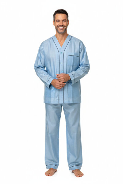 Oppland Чоловічий піжамний комплект 100% бавовна Тканина Aura Модель з кишеня...