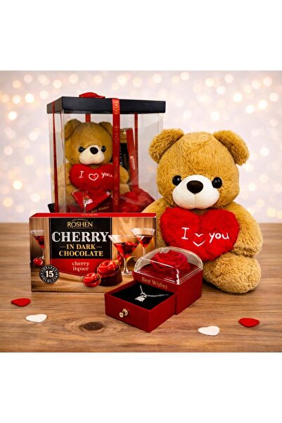 velve Special Valentine Package, teddy bear, soap rose in box with surprise c...