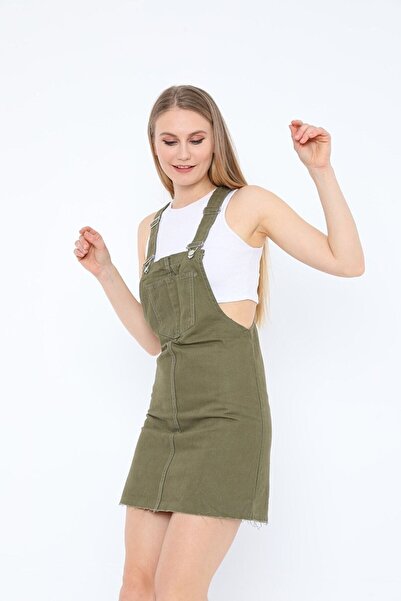 ÇEÇİM Kadın Askılı Cep Detaylı Salopet Elbise NSA-58045