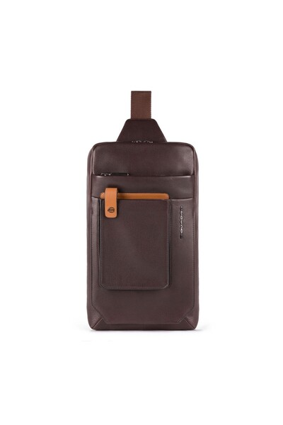 PIQUADRO Piquadro, Tallin, Δερμάτινη, Υφασμάτινη Τσάντα, Mono Sling, Καφέ, Γι...