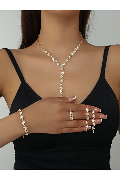 Take Two By Styli 4-Piece Embellished Necklace, Bracelet, Ring And Earrings J...