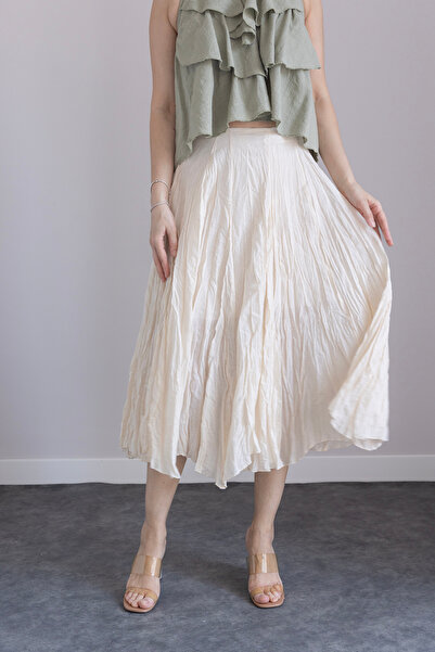 Nisan Wrinkled Look Long Skirt