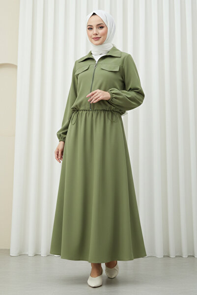 MODAQU Zippered Waist, Elastic Sleeves, Dabl Fabric Double Set - Green