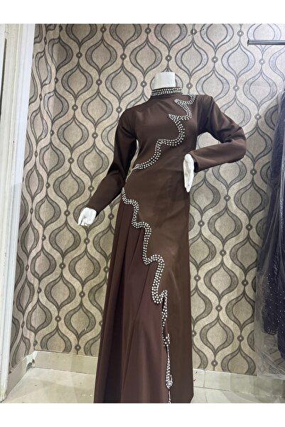 STAYILK DRESSES A light brown evening dress that reflects elegance and softness