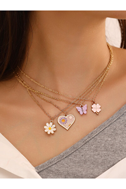 Take Two By Styli Pack of 4 - Gold Pendant Necklace