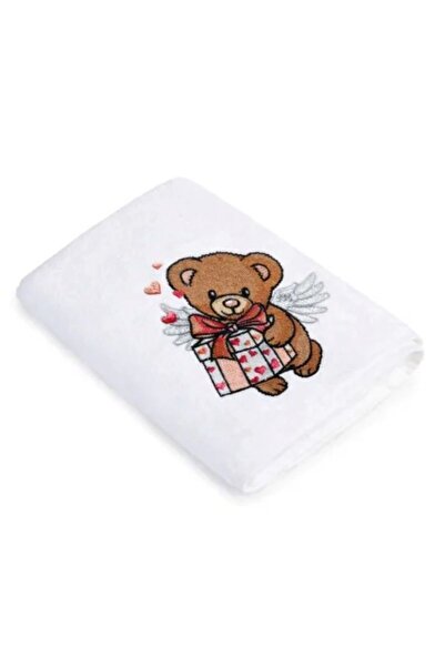 H Hotel Supplier Embroidered bath towel, teddy bear, 100% cotton, white, 70x1...