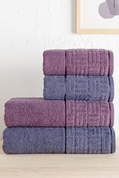 Minoset 4'lü Banyo Hamam Takımı 100% Pamuk (2 Adet 70x140 Havlu, 2 Adet 50x90...