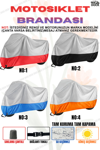 Dock TÜM MOTOSİKLETLERE UYUMLU-MOTOSİKLET BRANDASI-(4 ÖZEL RENK)
