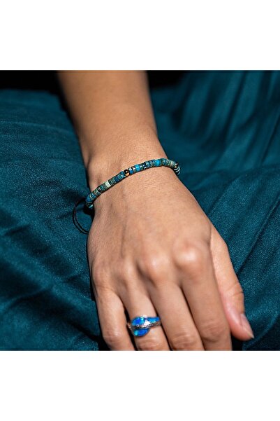 Ezera Βραχιόλι για κορίτσια με κορδόνι ίασπις από τιρκουάζ θαλάσσιο ίζημα, Ina