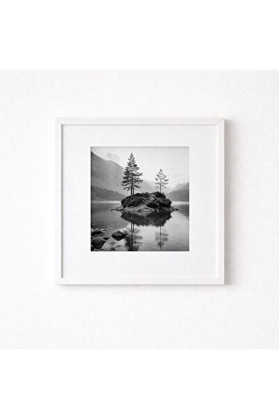 DECORİS HOME & ACCESSORIES 40x40 Paspartulu İkili Ahşap Beyaz Çerçeve