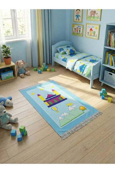 Fun Moment سجادة صلاة بتصميم إسلامي للأطفال مع مسبحة وعلبة، أبعادها 95 × 50 سم