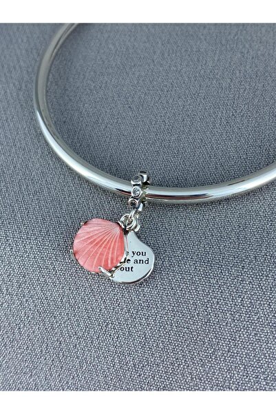 My Story Mercan rengi çift kabuklu Gümüş Charm