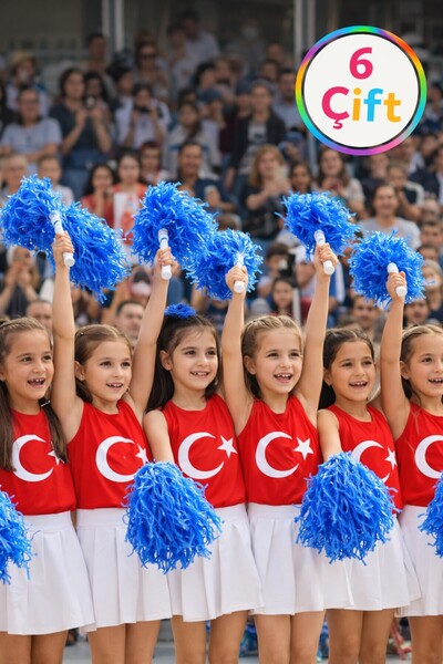 TOYFEST Ponpon Matte Blue Cheerleading Pompoms with Sticks Durable Lightweigh...