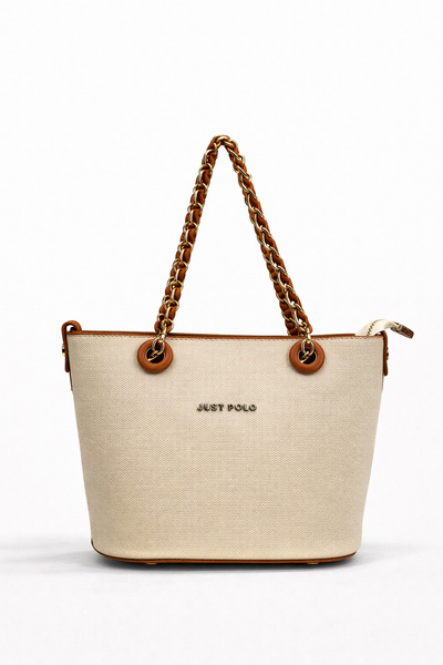 Just Polo حقيبة نسائية بحزام متقاطع كريمي-تان 6054