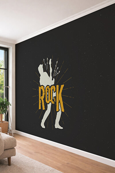 dreamwall Rock Müzik Temalı Tek Parça Tekstil Duvar Kağıdı - Genç Odası ve St...
