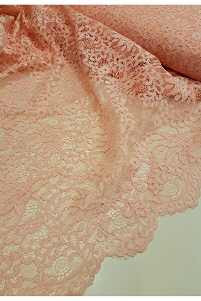 Safir Kumaş Abiye Elbiselik Somon Rengi Kordone Dantel 3 Metre