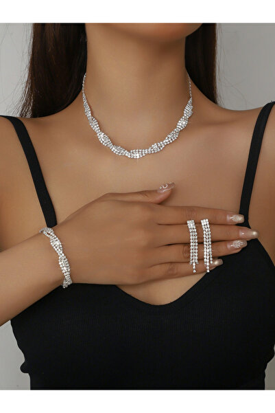 Take Two By Styli 3-Piece Embellished Necklace, Bracelet And Earrings Jewelry...