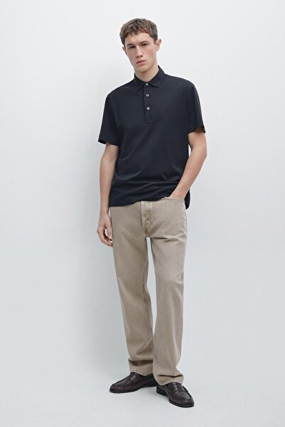 Massimo Dutti Pamuk karışımlı kısa kollu polo yaka t-shirt