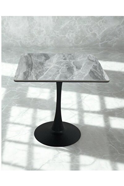 smart home Square Cafe Table 80×80 cm – Ceramic Top & Sturdy Metal Base for H...