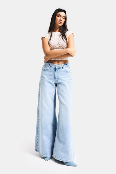 it's basic Women's Ice 4S6-3 Elephant Leg Super Loose 100% Cotton Denim Jean