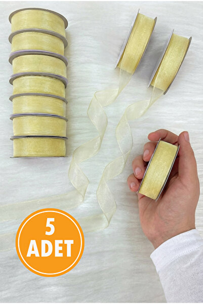 ZEYMERADE 5 bucăți panglică din tul organza crem pastel 2cm 22m, pachet, logo...