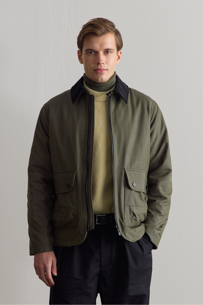 Danger Men's Velvet Collared Coat Jacket Green